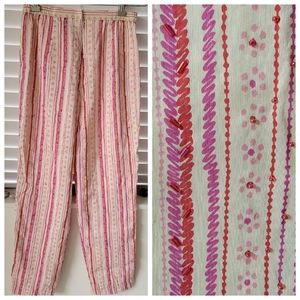 VTG Papell Multicolored Artsy Striped Silk Pants